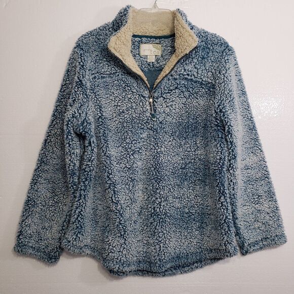 Green Tea Women's XL Fluffy Fleece / "Sherpa" Quarter Zip Pullover Jacket - Picture 6 of 6